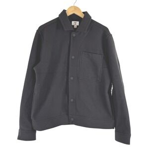 Mode of One Mens Ribbed Knit Snap Front Jacket Jet Grey 100194421MN Medium NWT